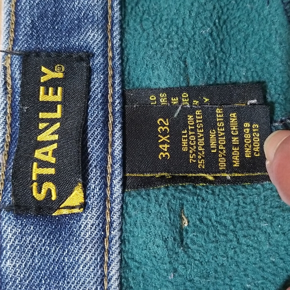STANLEY Flannel Lined 5 Pocket Straight Leg Jeans 34 x 32 - Picture 2 of 14
